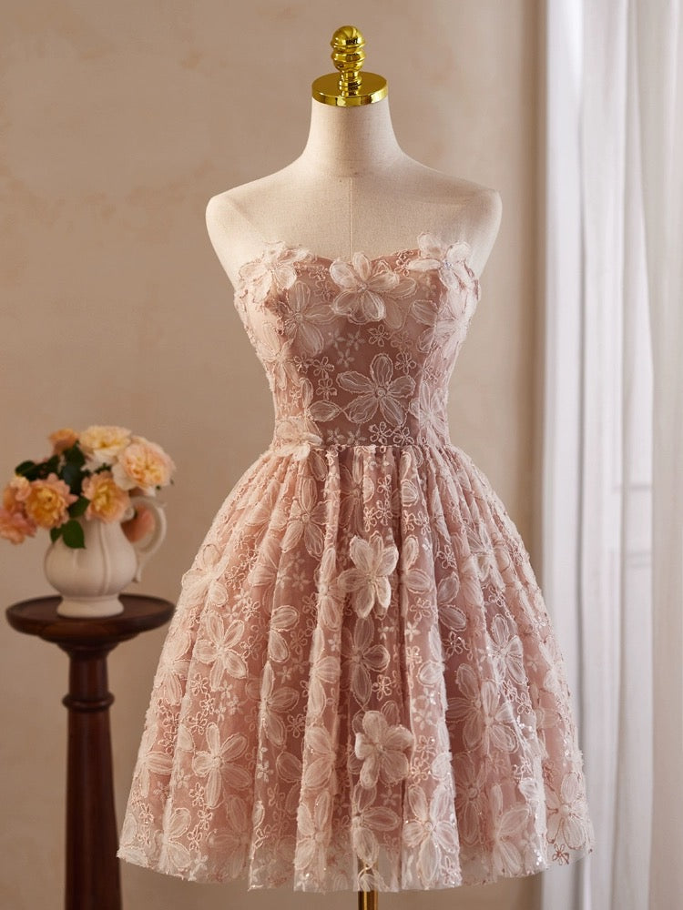 A Line Homecoming Dress Off Shoulder Pink Short Party Cocktail Dress