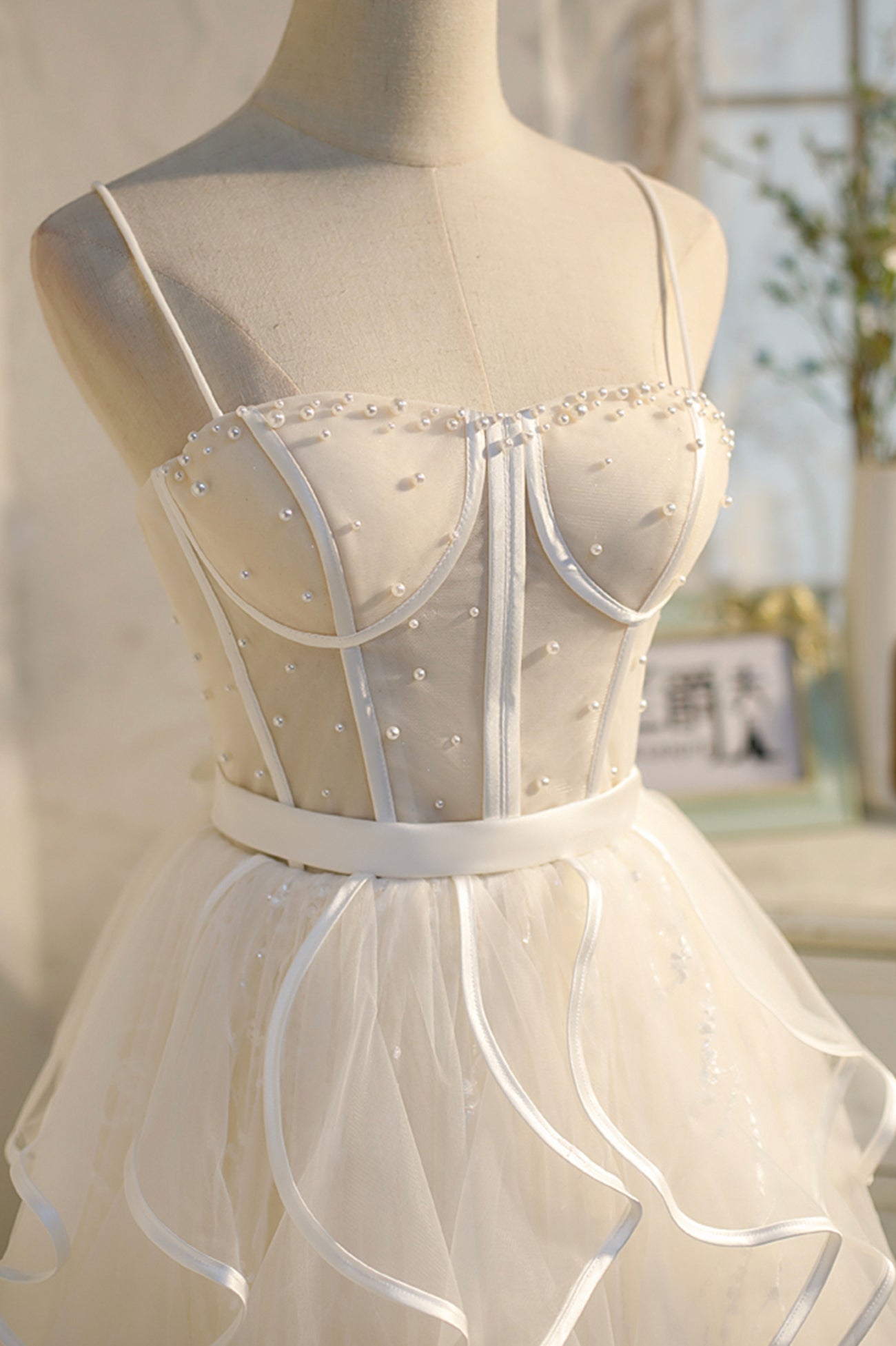 A Line Homecoming Dress Spaghetti Strap Tulle Short Party Cocktail Dress