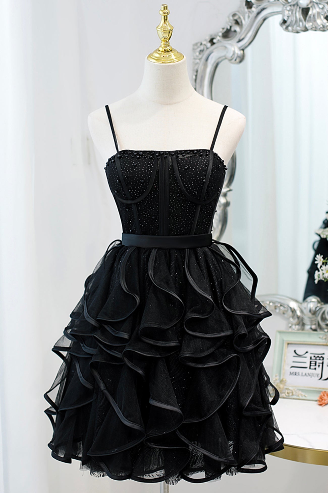 A Line Homecoming Dress Spaghetti Strap Tulle Short Party Cocktail Dress