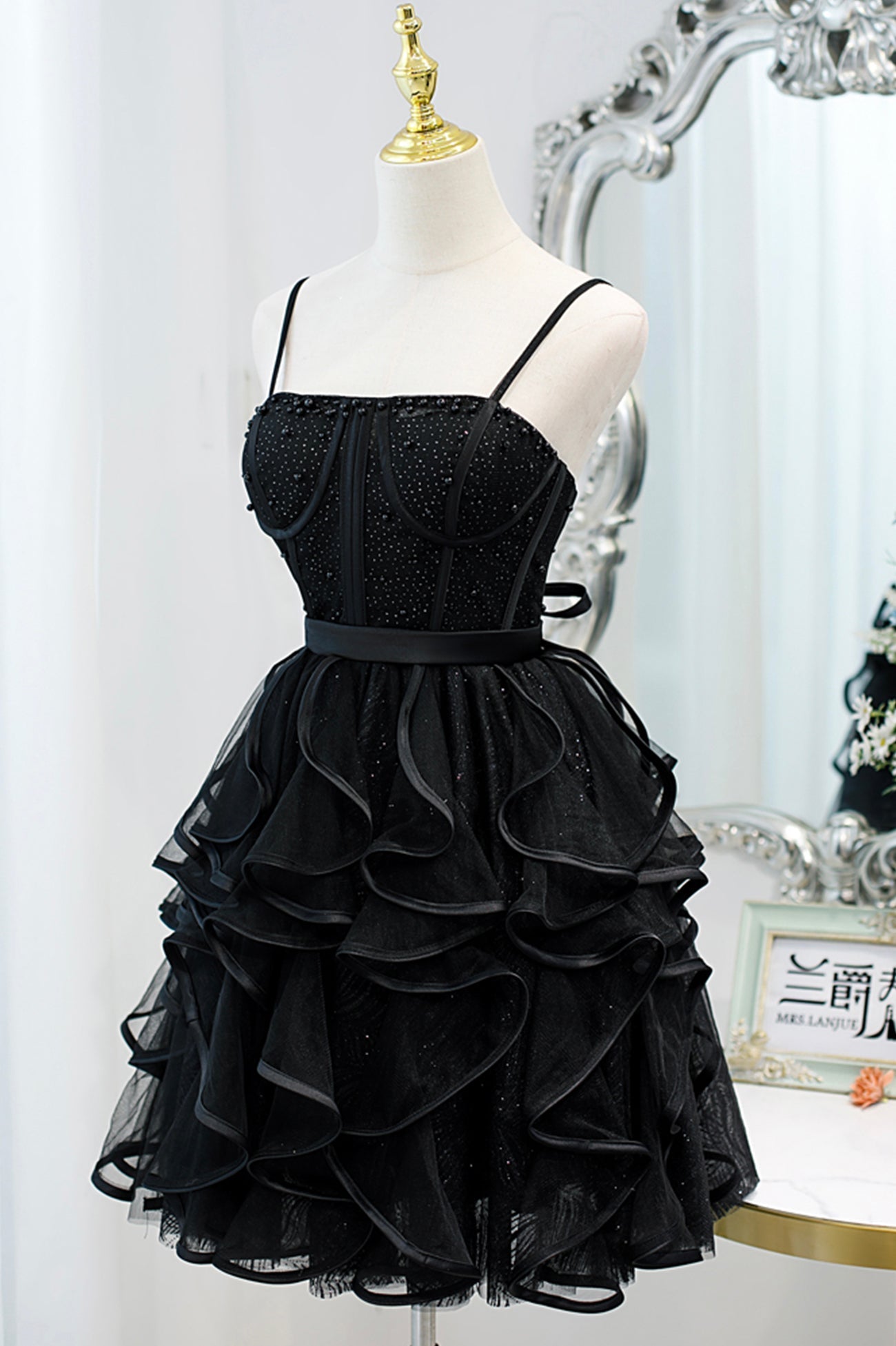 A Line Homecoming Dress Spaghetti Strap Tulle Short Party Cocktail Dress