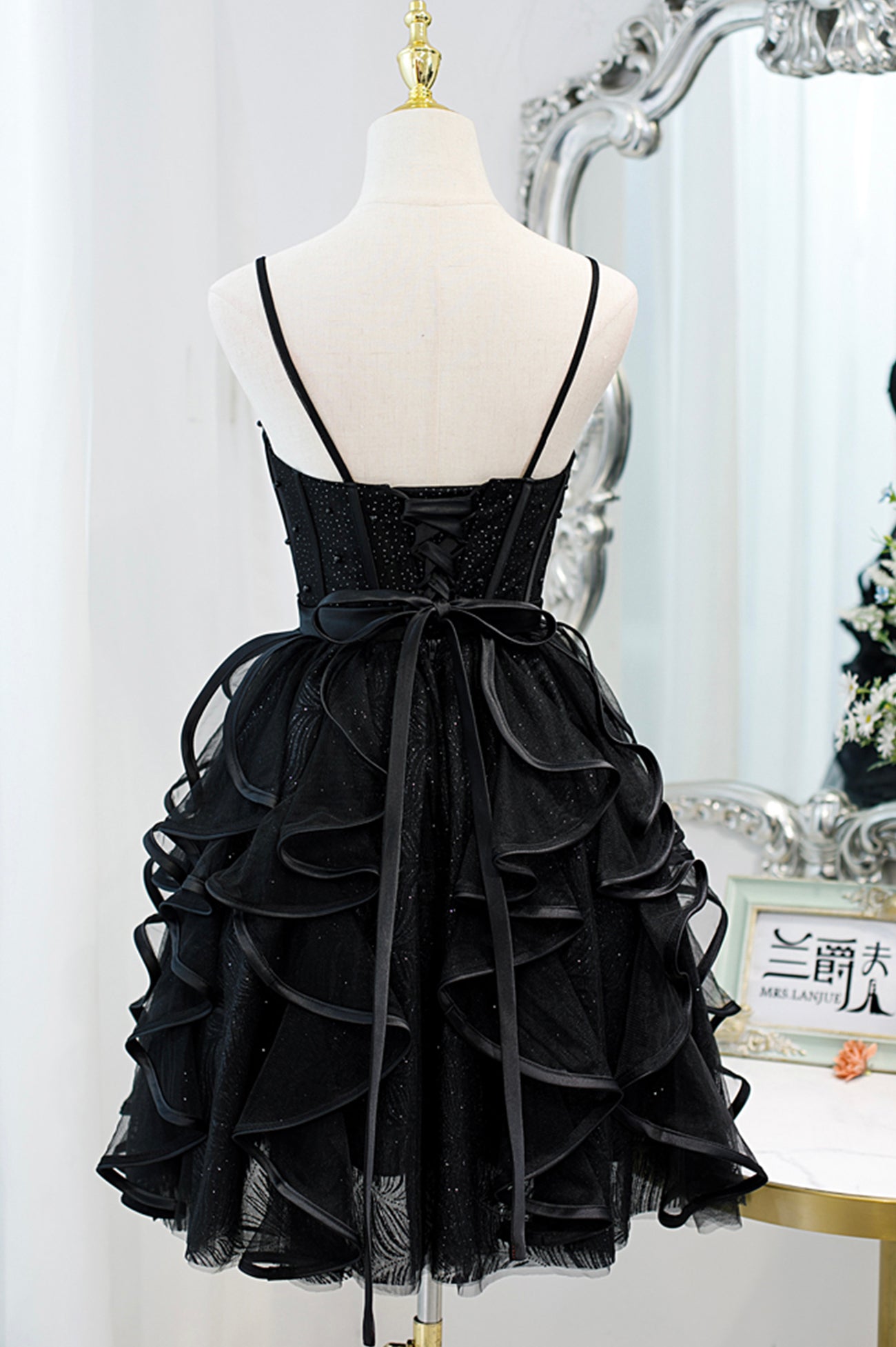 A Line Homecoming Dress Spaghetti Strap Tulle Short Party Cocktail Dress