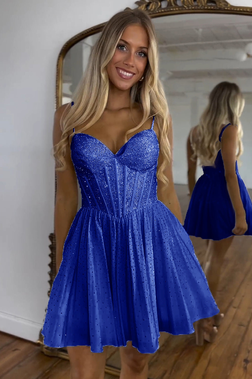 A Line Homecoming Dresses Beaded Corset Short Cocktail Dresses