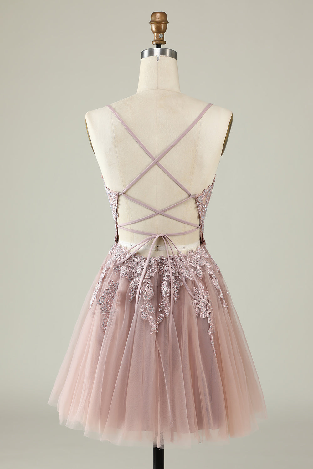 A Line Homecoming Dresses Spaghetti Straps Short Cocktail Dresses with Appliques