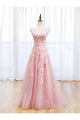 A Line Lace Pink Prom Dress Long Formal Party Dress Formal Gown Evening Dress