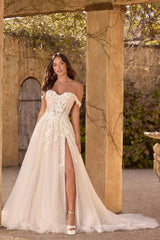 A Line Lace Sweetheart Sleeveless White Wedding Dress Long Bridal Gown With Appliques Split
