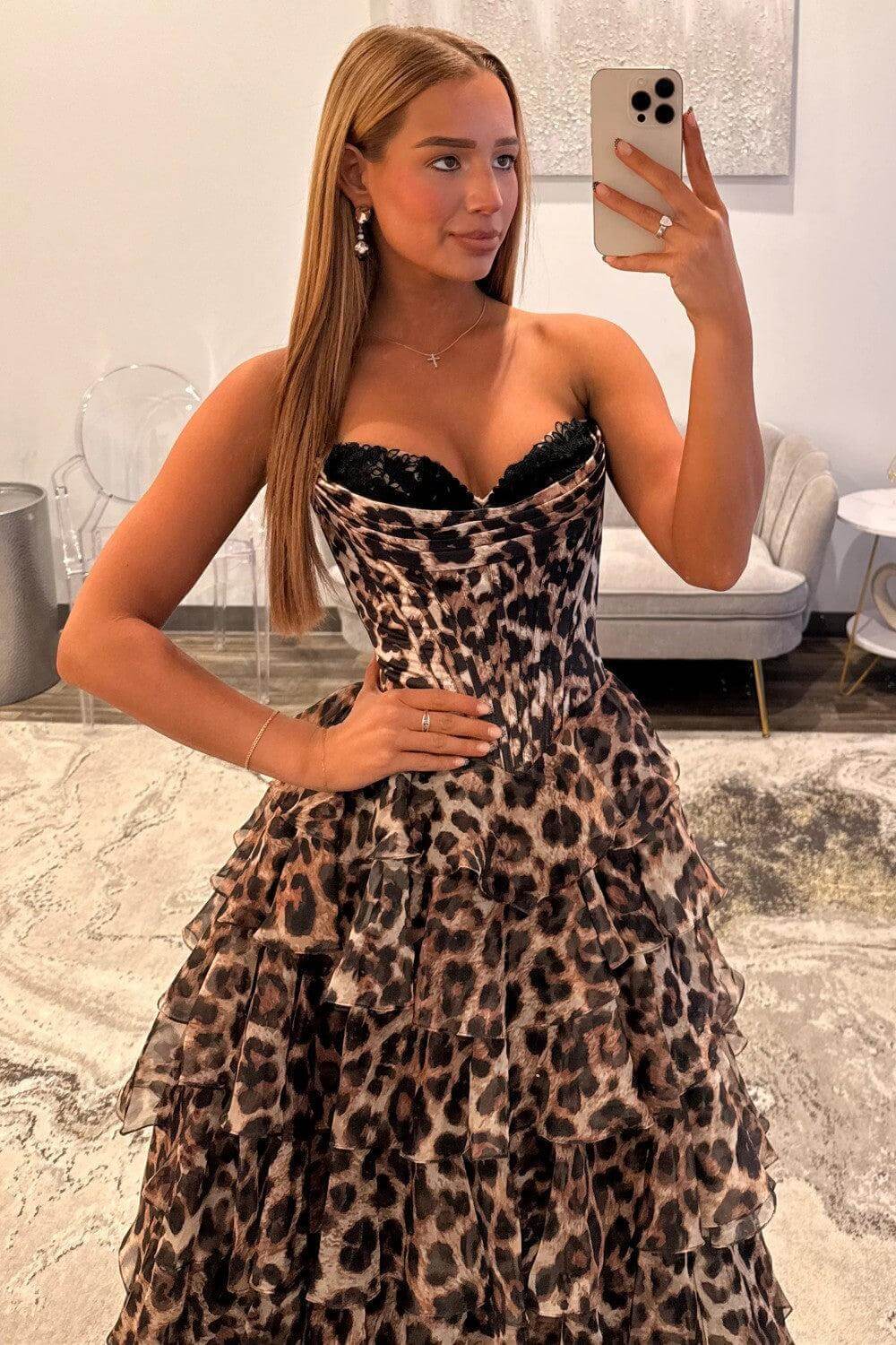 A Line Prom Dress Blush Sweetheart Corset Floral Tiered Long Evening Dress