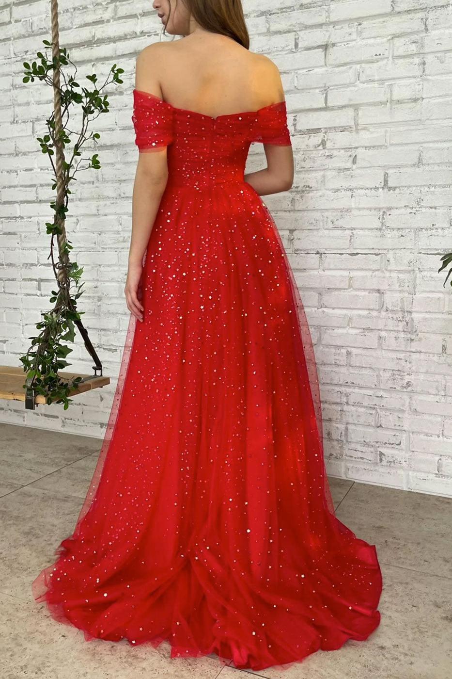 A Line Prom Dress Burgundy Long Off the Shoulder Graduation Dress Evening Dress