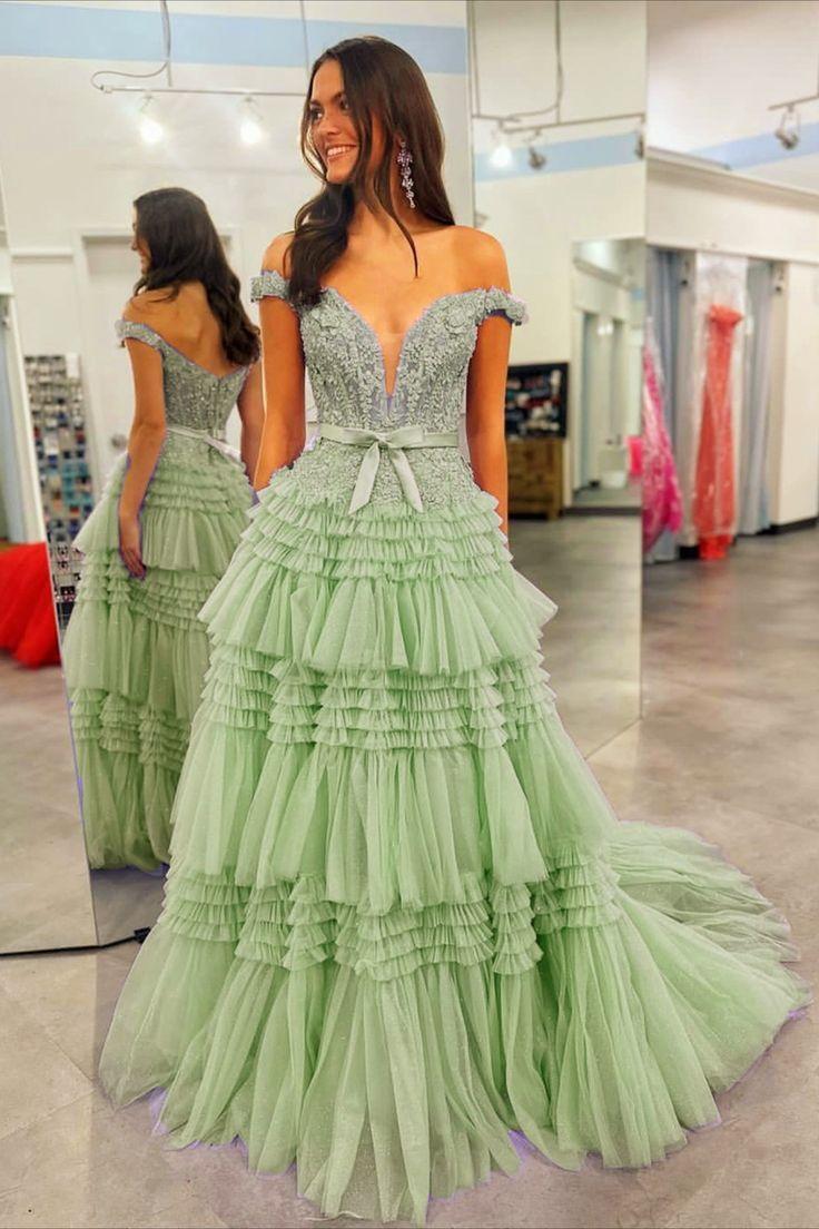 A Line Prom Dress Off the Shoulder Light Pink Long Elegant with Ruffles Evening Dress