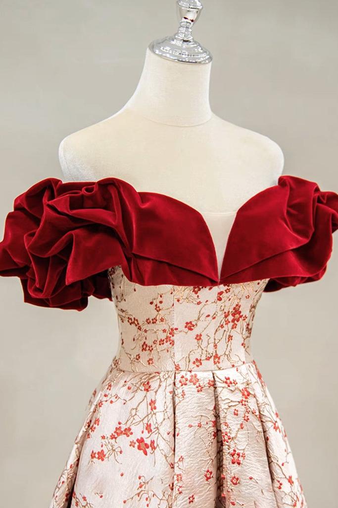 A Line Prom Dress Off the Shoulder Satin Long Formal Evening Dress