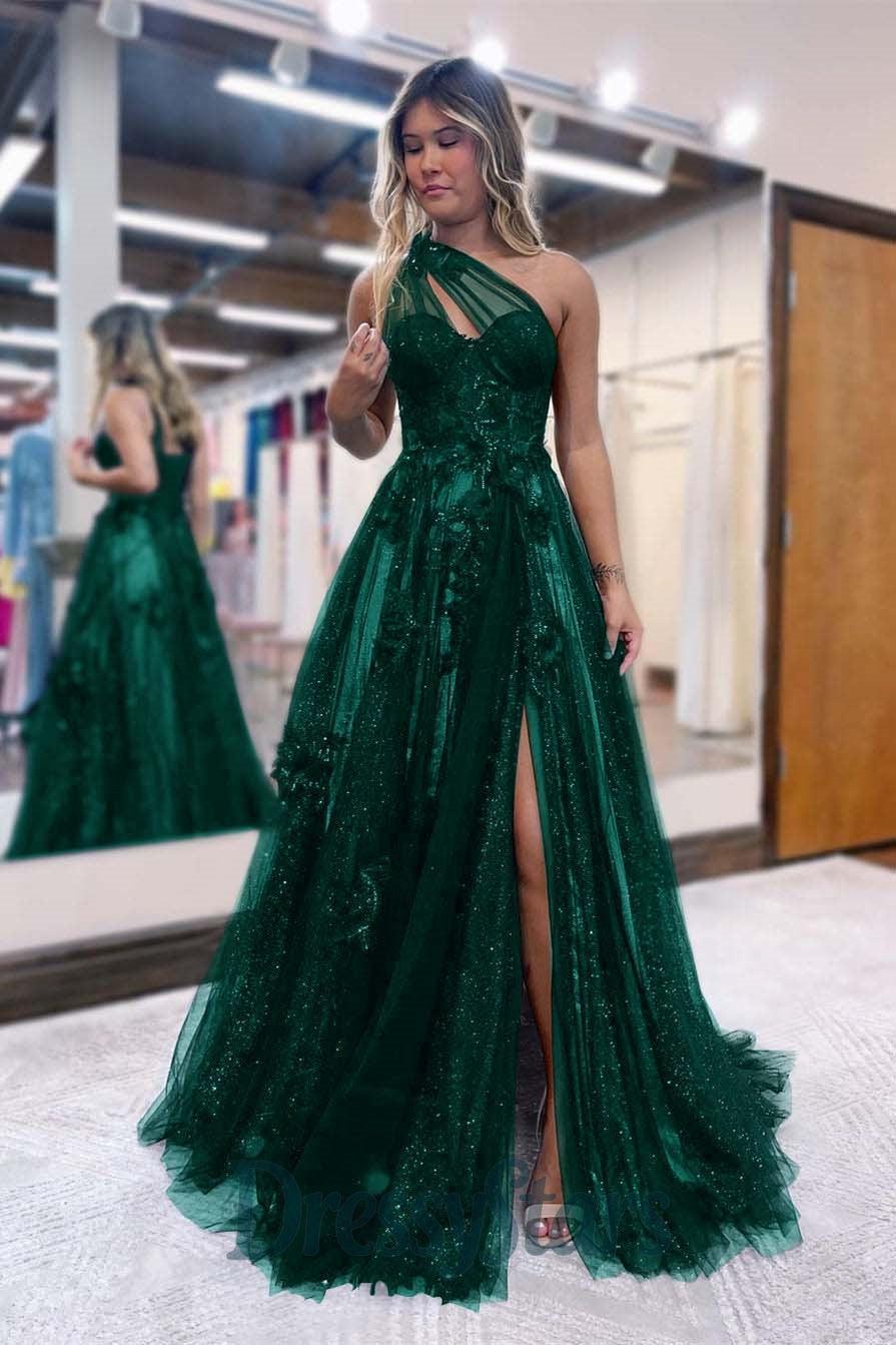 A Line Prom Dress One Shoulder Black Long Appliqued Evening Dress | Dressystars A Line Prom Dress One Shoulder Black Long Appliqued Evening Dress | Dressystars