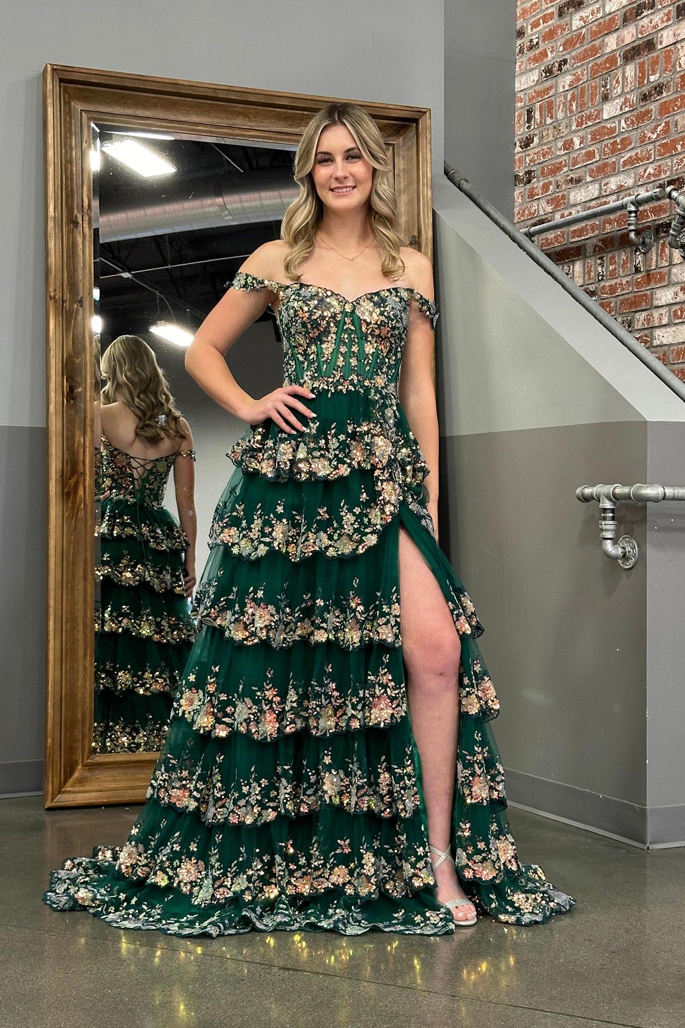 A Line Prom Dress Princess Off the Shoulder Corset with Lace Evening Dress