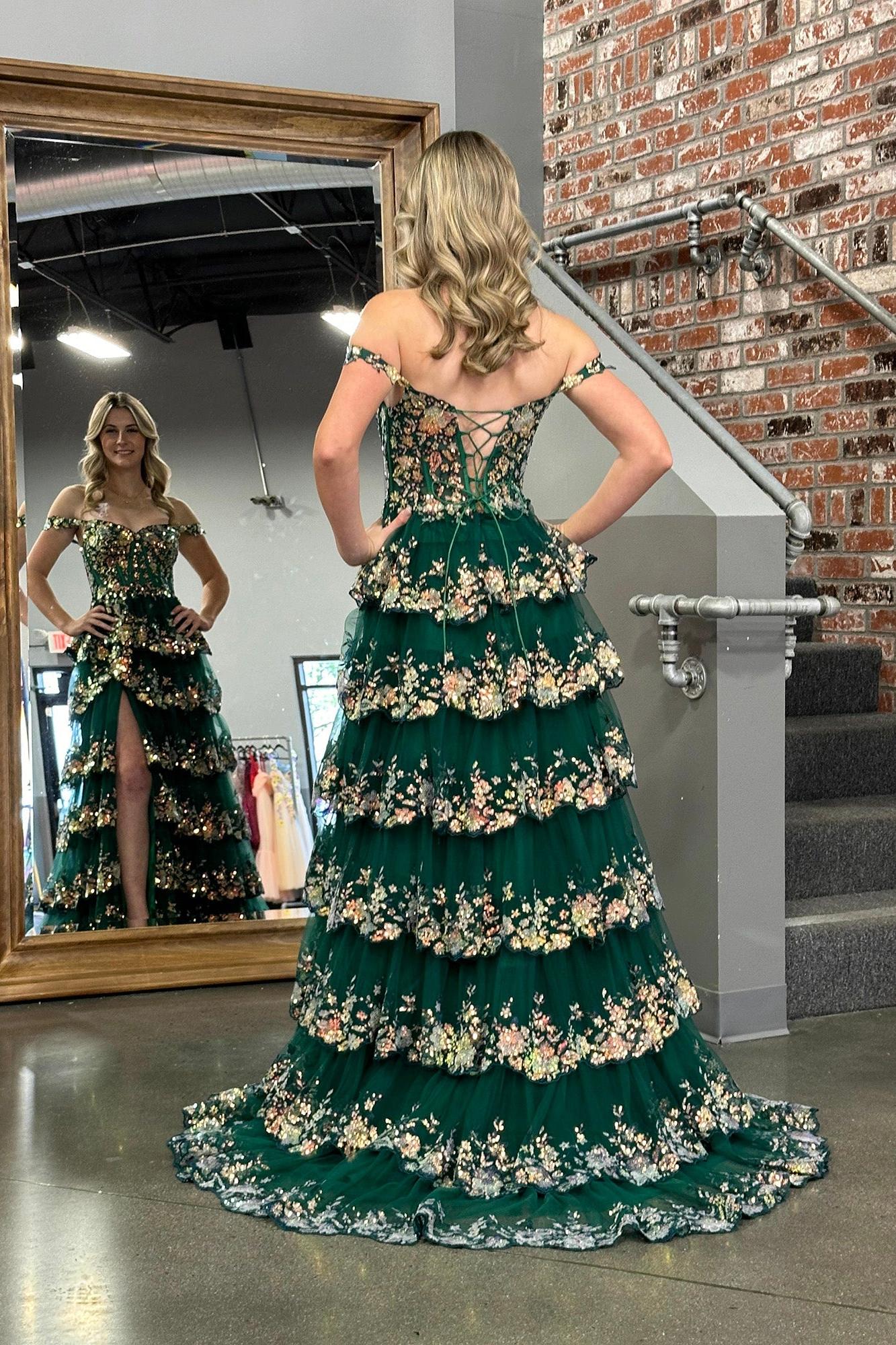 A Line Prom Dress Princess Off the Shoulder Corset with Lace Evening Dress