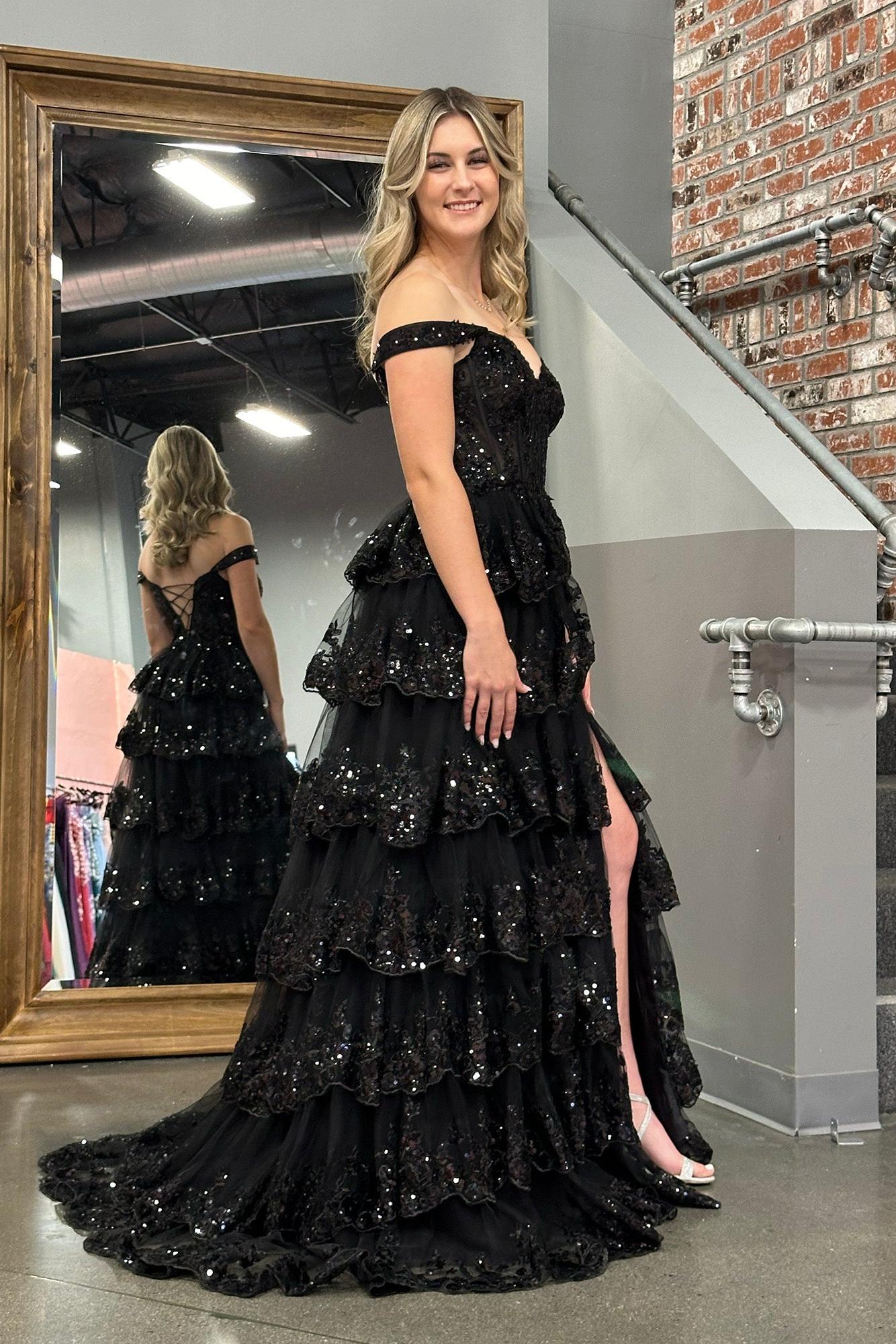 A Line Prom Dress Princess Off the Shoulder Corset with Lace Evening Dress