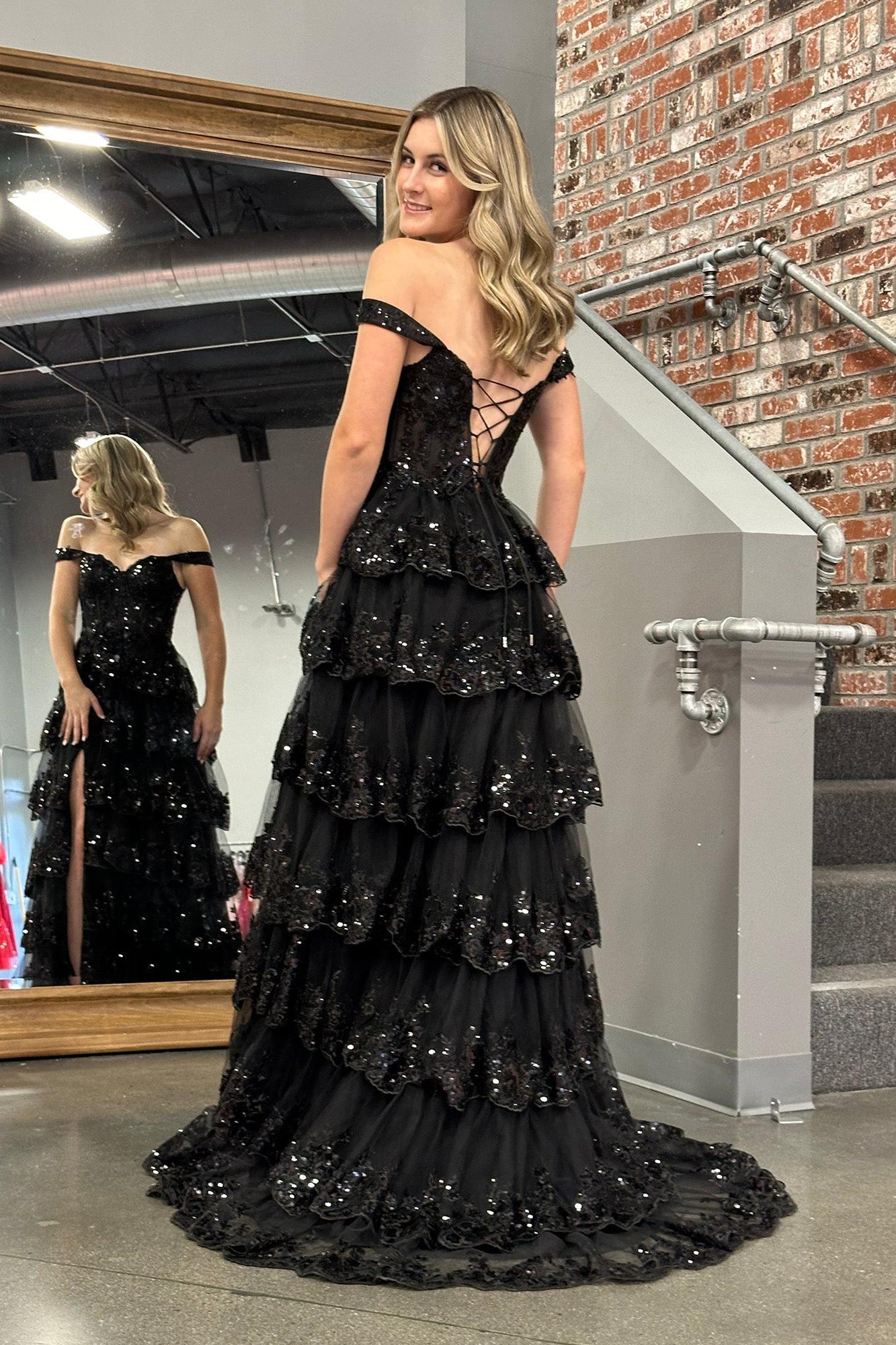 A Line Prom Dress Princess Off the Shoulder Corset with Lace Evening Dress