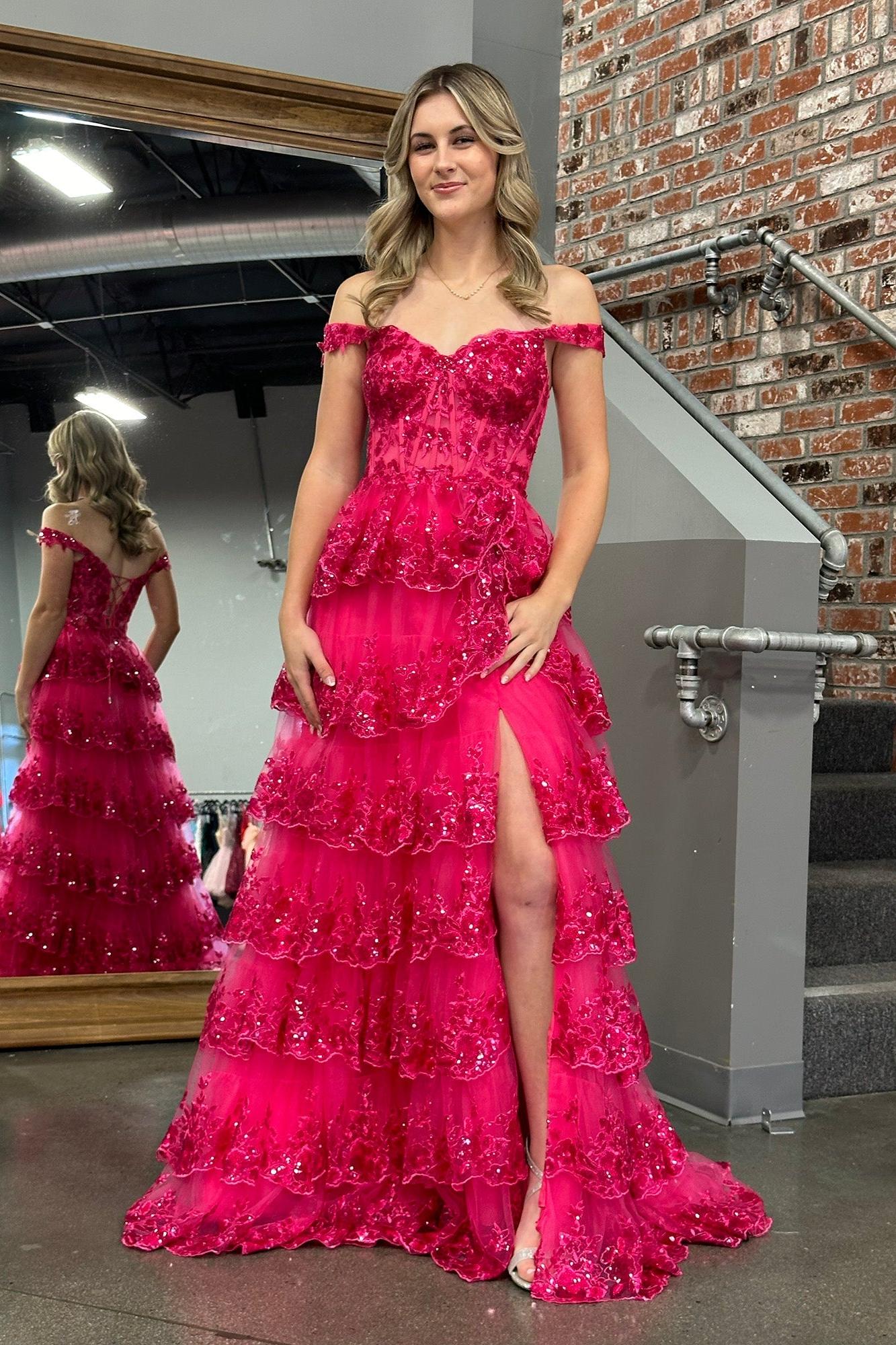 A Line Prom Dress Princess Off the Shoulder Corset with Lace Evening Dress