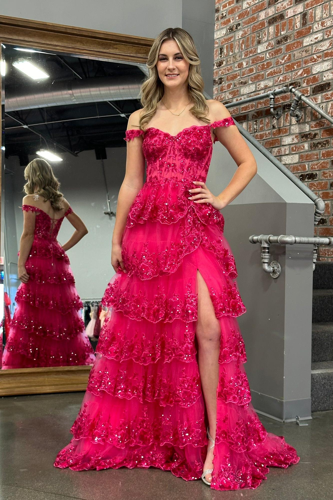 A Line Prom Dress Princess Off the Shoulder Corset with Lace Evening Dress