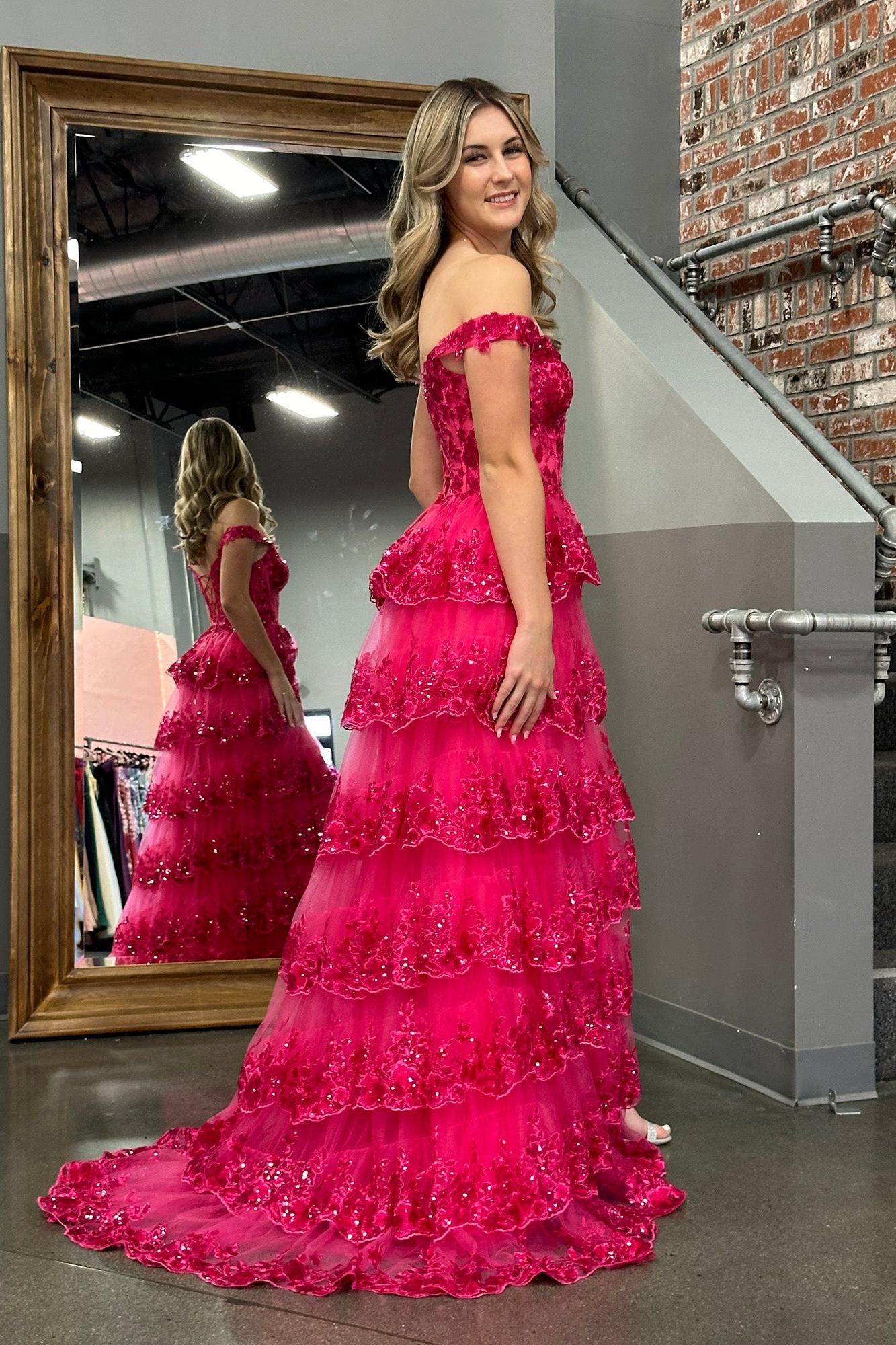 A Line Prom Dress Princess Off the Shoulder Corset with Lace Evening Dress