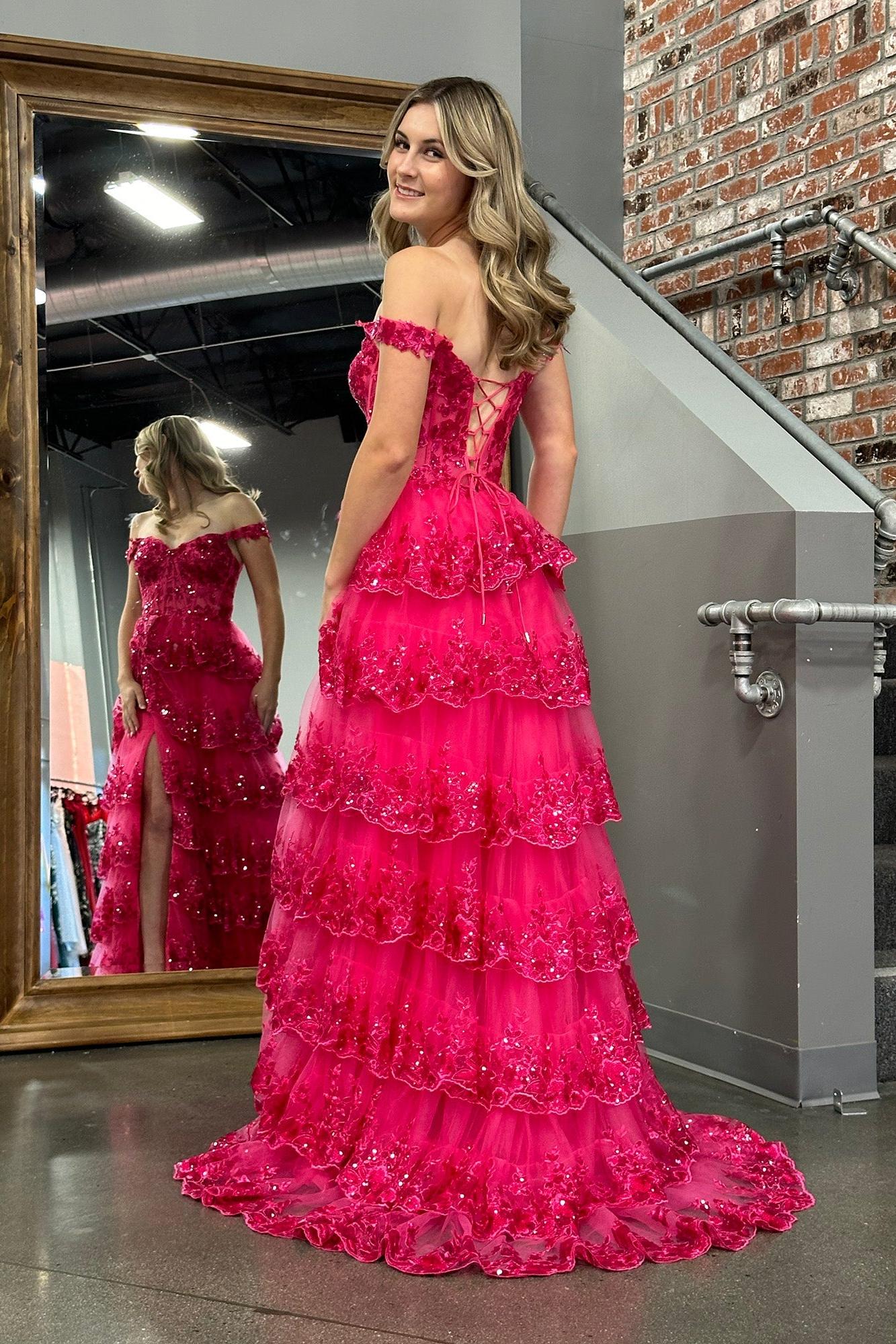 A Line Prom Dress Princess Off the Shoulder Corset with Lace Evening Dress