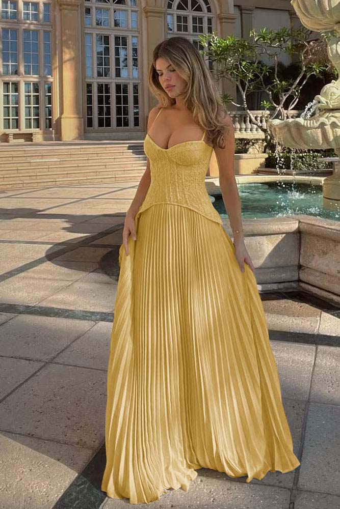 A Line Prom Dress Sleeveless Spaghetti Straps Formal Dress With Lace Appliques