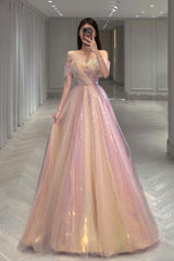 A Line Prom Dress Tulle Long Formal Evening Gown Evening Dress
