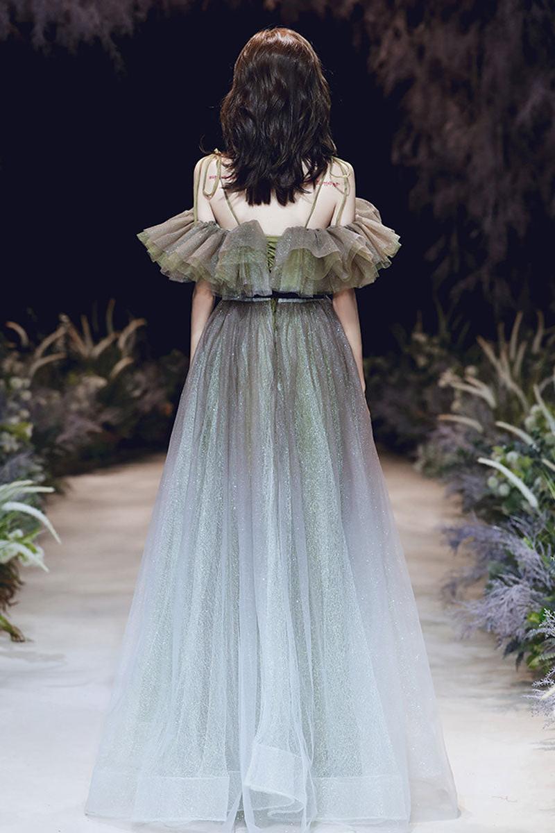 A Line Prom Dress Tulle Long Formal Party Dress Evening Dress