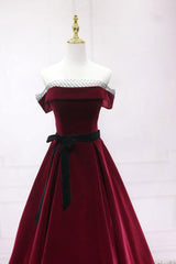 A Line Prom Dress Velvet Long Formal Dress Evening Dress