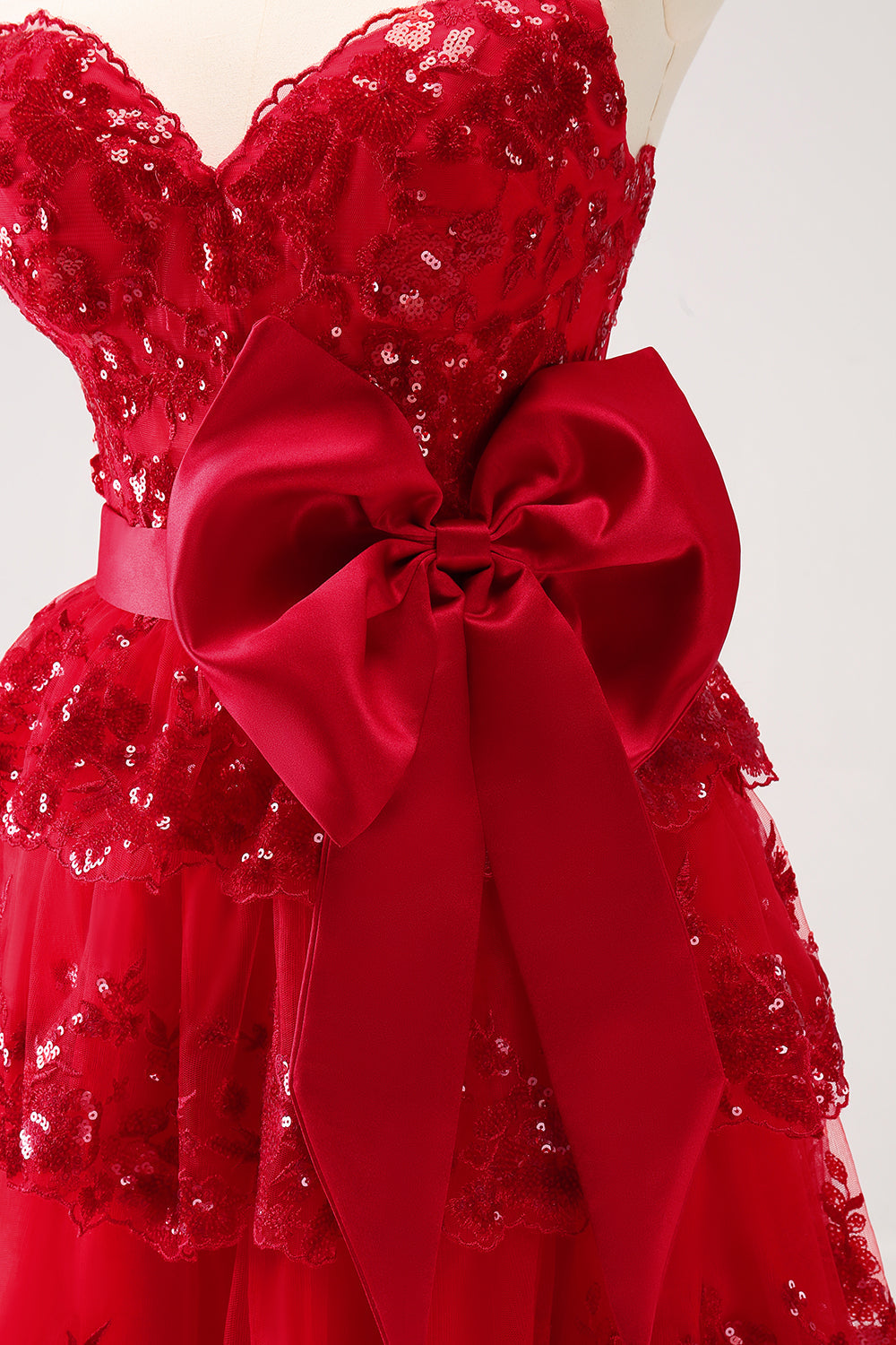 A Line Red Homecoming Dresses Strapless Short Cocktail Dresses with Bow