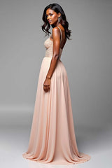 A Line Sweetheart Champagne Wedding Guest Dress Long Formal Dress