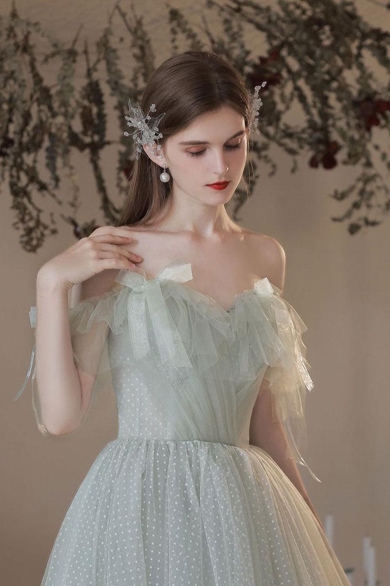 A Line Sweetheart Neck Green Prom Dress Long Formal Evening Dress