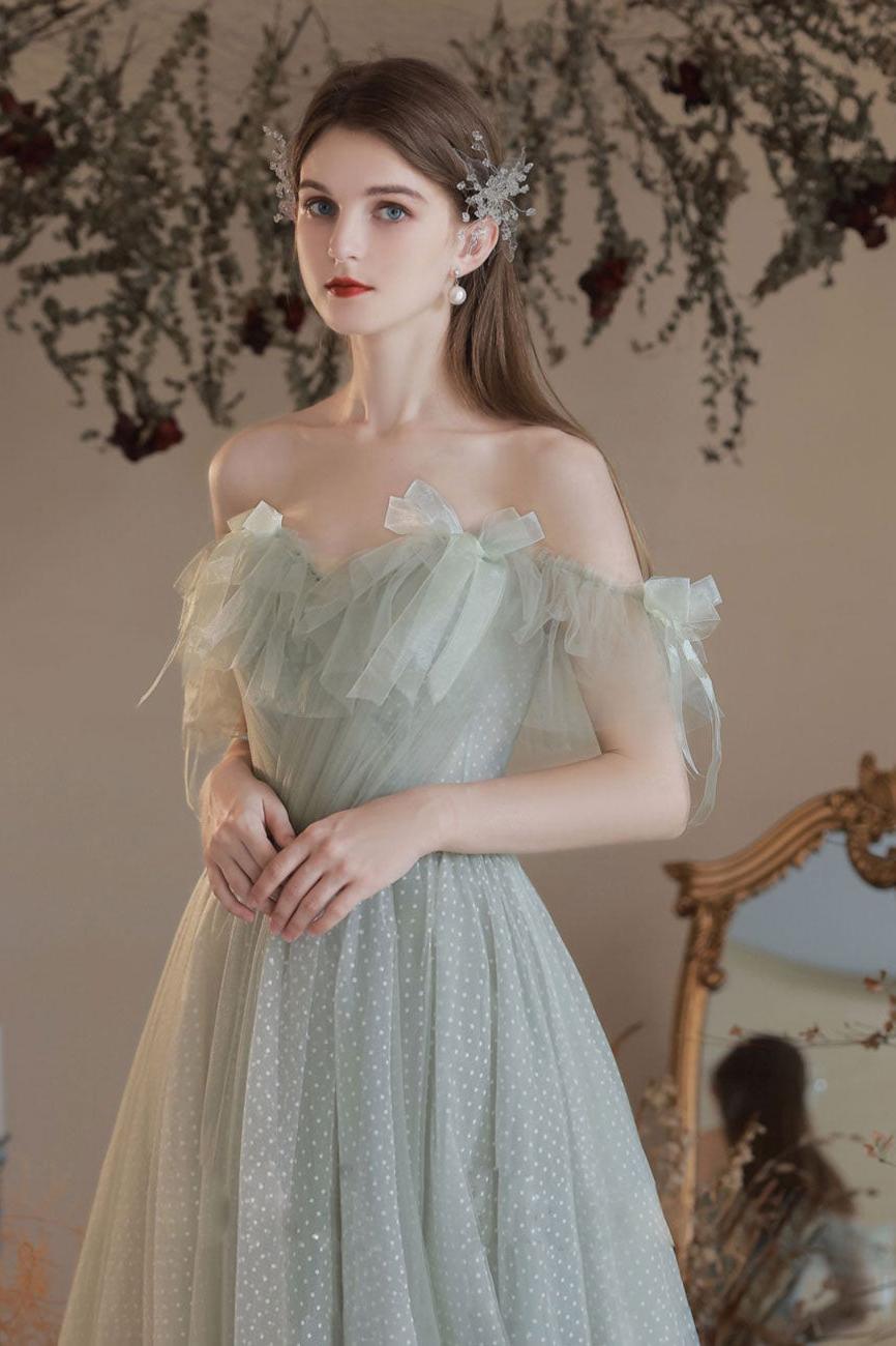 A Line Sweetheart Neck Green Prom Dress Long Formal Evening Dress