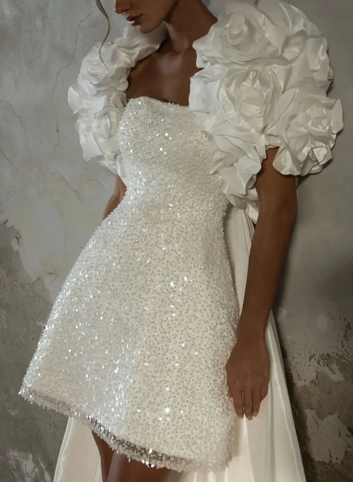 A Line Sweetheart Sleeveless Short Mini Detachable Taffeta Wedding Dress with Beading