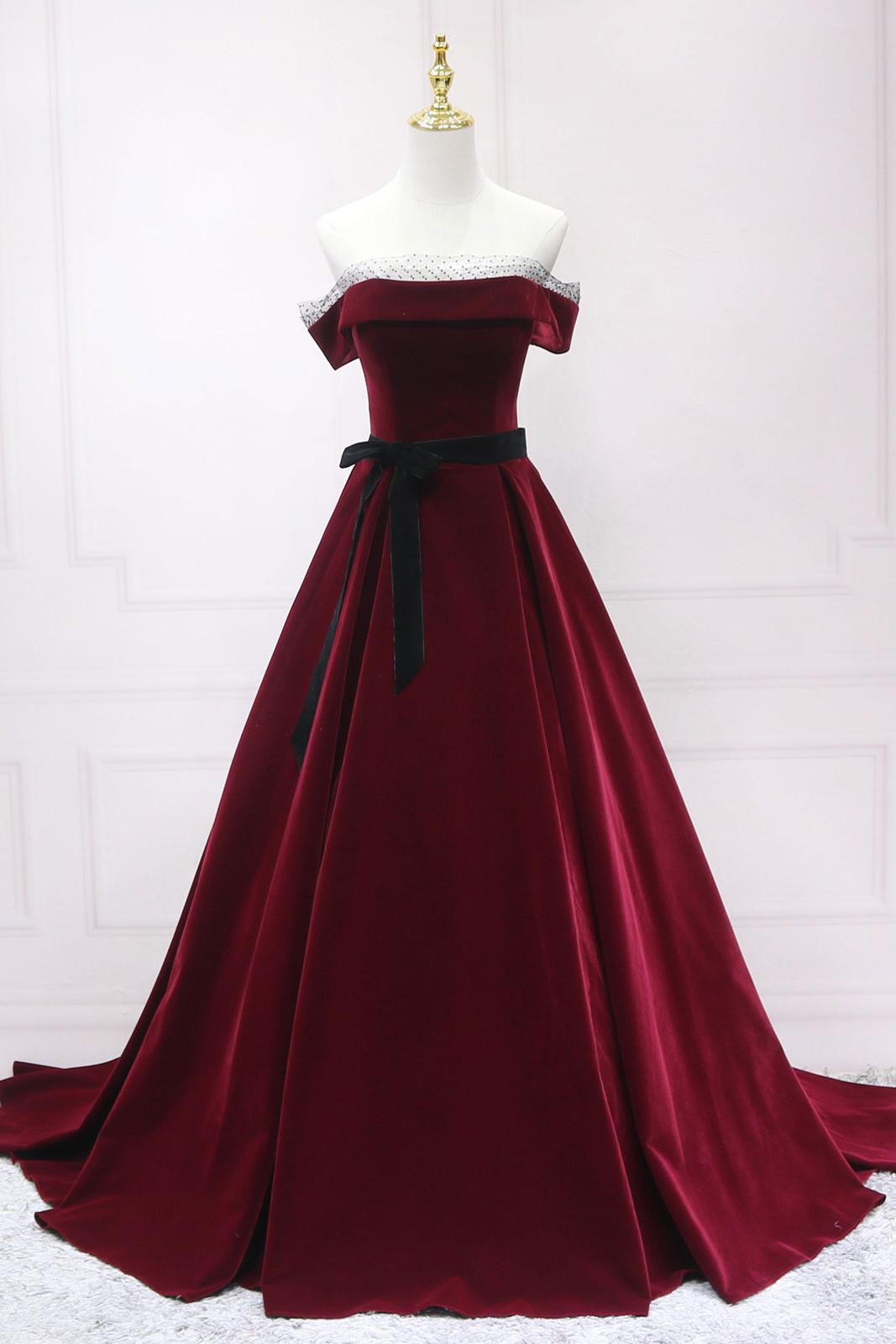 A Line Velvet Formal Dress Long Evening Dress