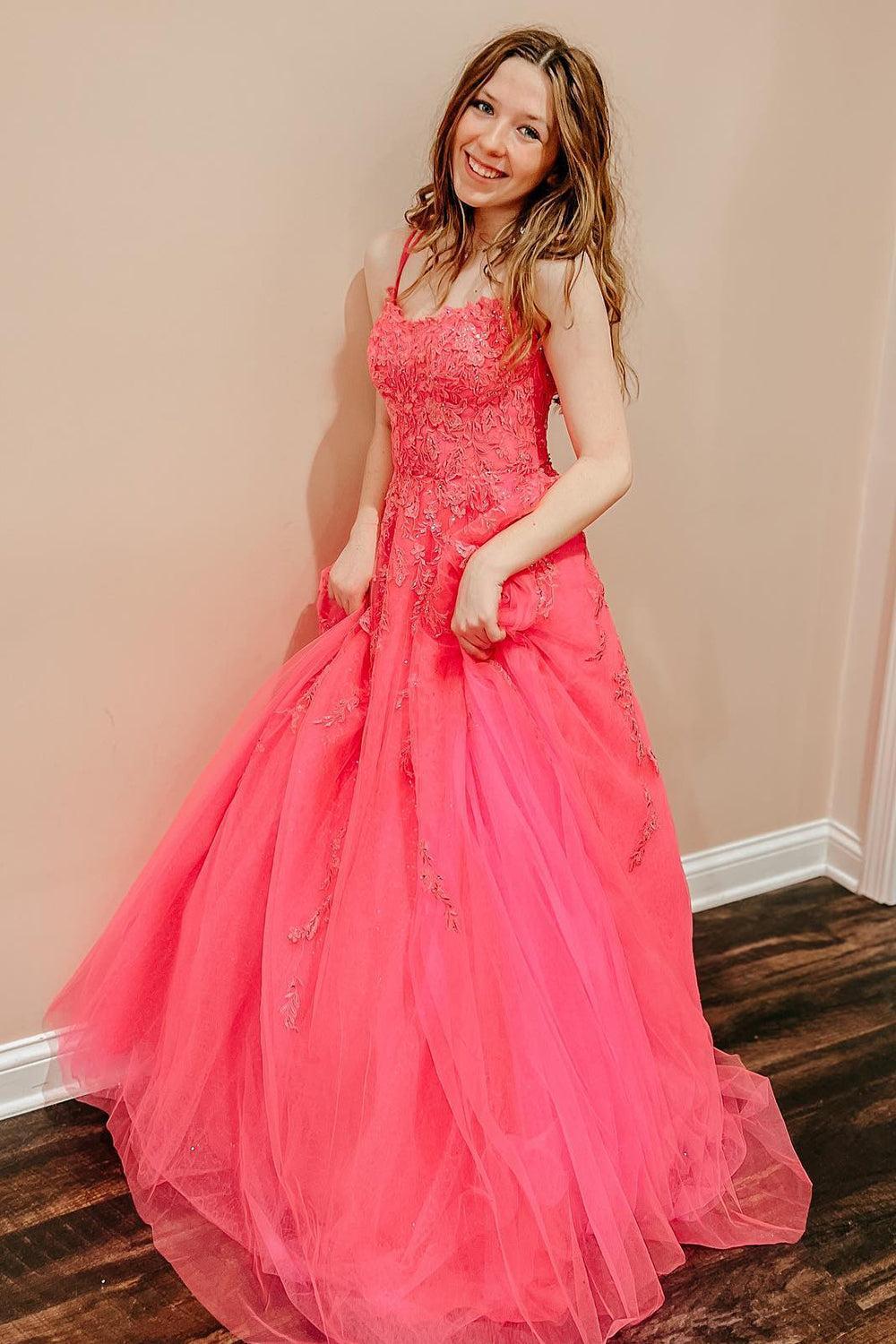 A Line Yellow Spaghetti Straps Prom Dress