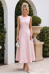 A-Line/Princess Scoop Sleeveless Ankle-Length Long Bridesmaid Dresses with Ruched