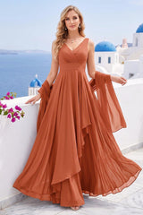 A-Line/Princess V-Neck Asymmetrical Bridesmaid Dresses with Ruffles