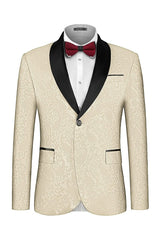 Apricot Two Piece Jacquard Shawl Lapel Wedding Suit