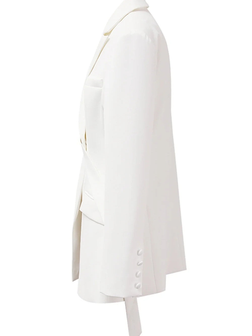 Asymmetric White Long-Sleeve Blazer For Women