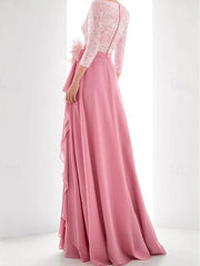 Asymmetrical A-Line Princess Jewel Neck Gown with Long Sleeves Sequin Feather and Pearl Details