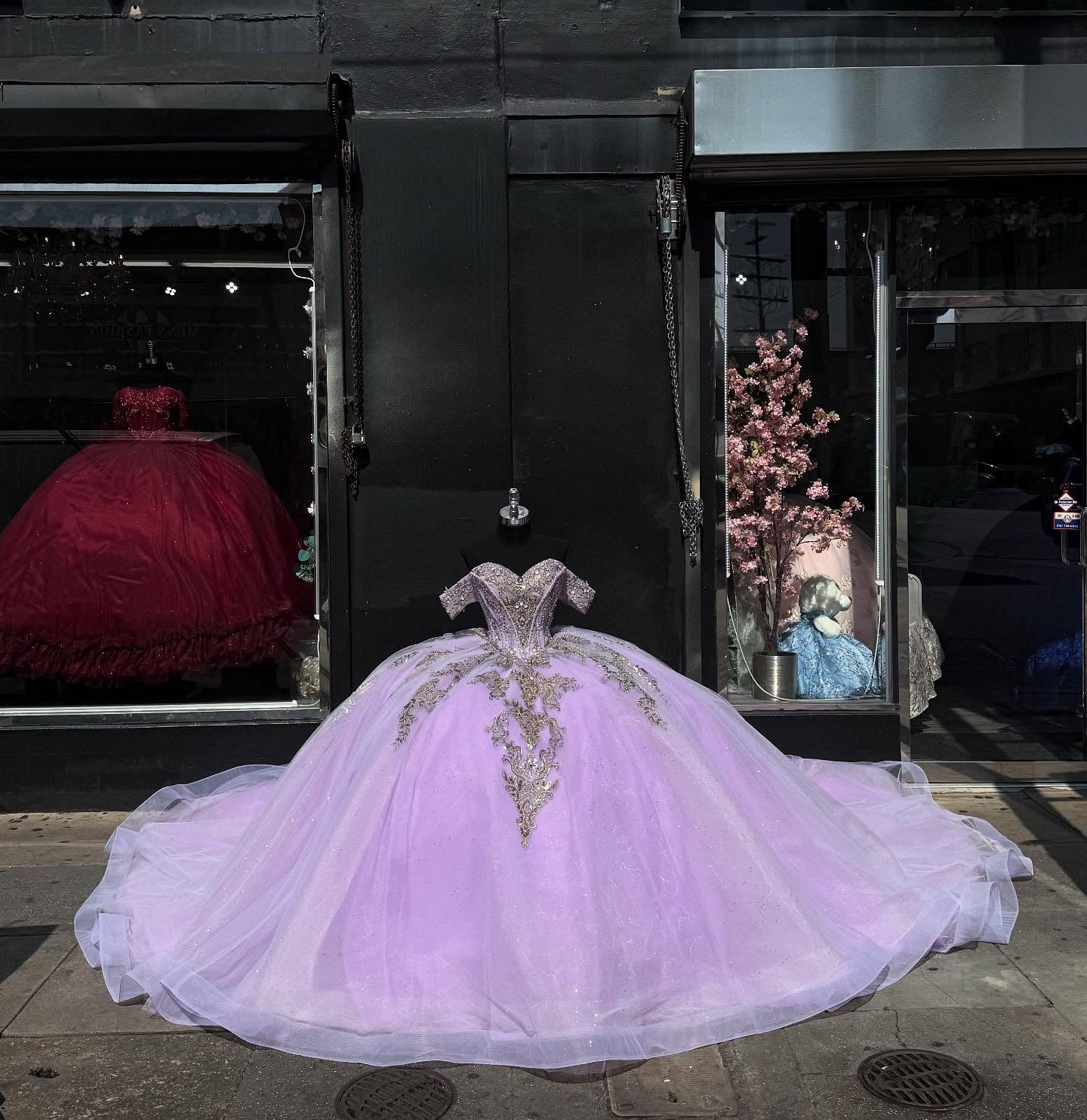 Ball Gown Off Shoulder Sleeveless Beaded Pleated Gold Sequins Sparkly Lilac Tulle Quinceanera Dress Birthday Party Dress Evening Formal Gown For Sweet 16