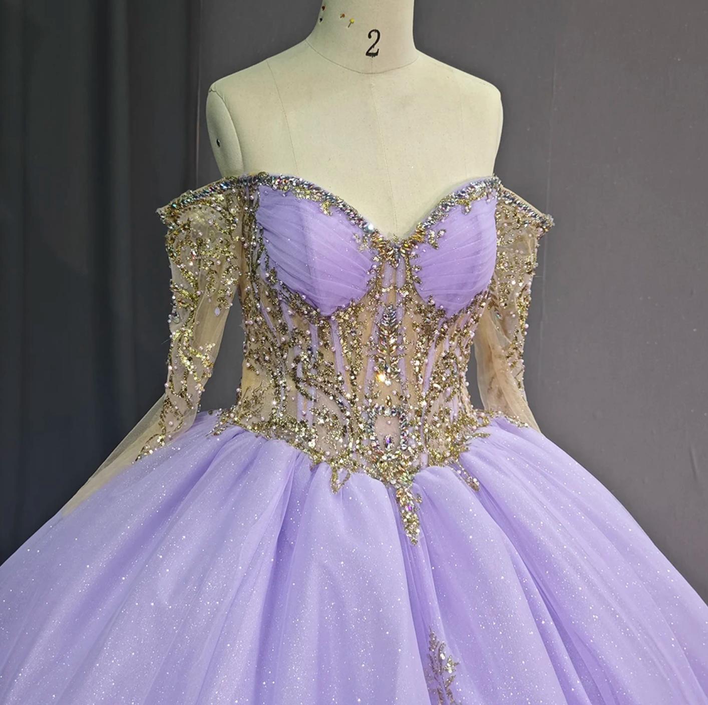 Ball Gown Quinceanera Dress Lace-Up Beaded Birthday Party Sweet 16 Dress