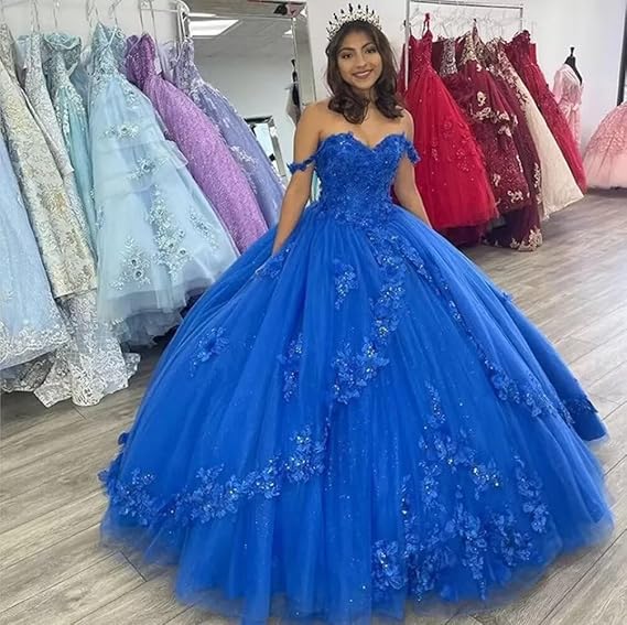 Ball Gown Quinceanera Dress Spaghetti Straps Birthday Party Dress Royal Blue Sweet 16 Dress