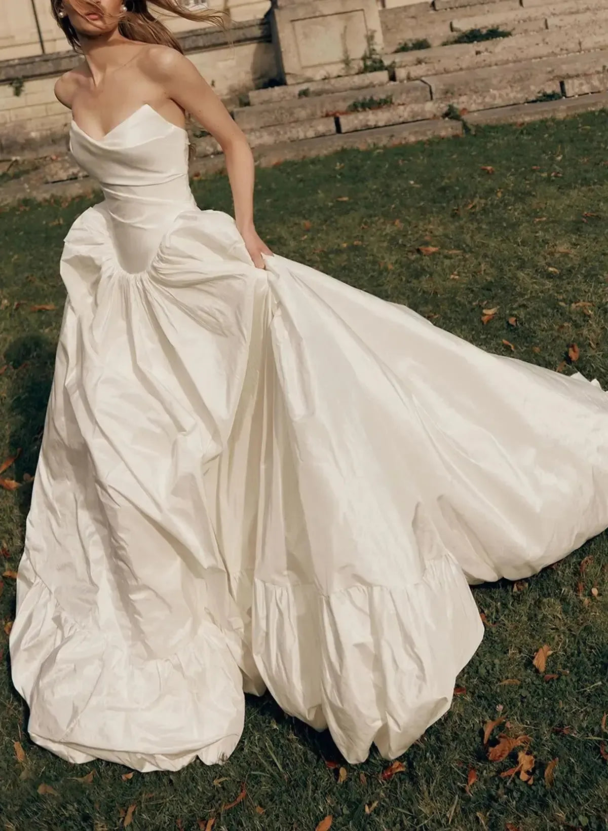 Ball Gown Strapless Sleeveless Royal Taffeta Wedding Dress