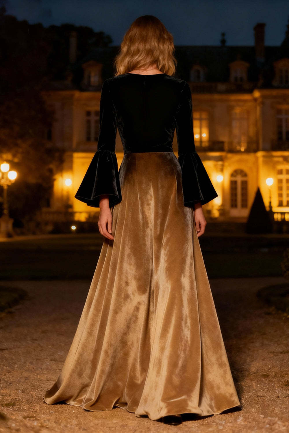 Dressystars Black A-Line Velvet Long Sleeves Holiday Party Dress