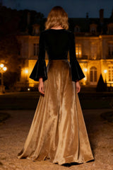 Dressystars Black A-Line Velvet Long Sleeves Holiday Party Dress