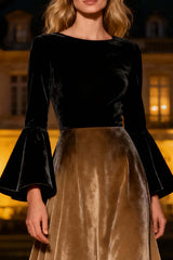 Dressystars Black A-Line Velvet Long Sleeves Holiday Party Dress