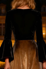 Dressystars Black A-Line Velvet Long Sleeves Holiday Party Dress