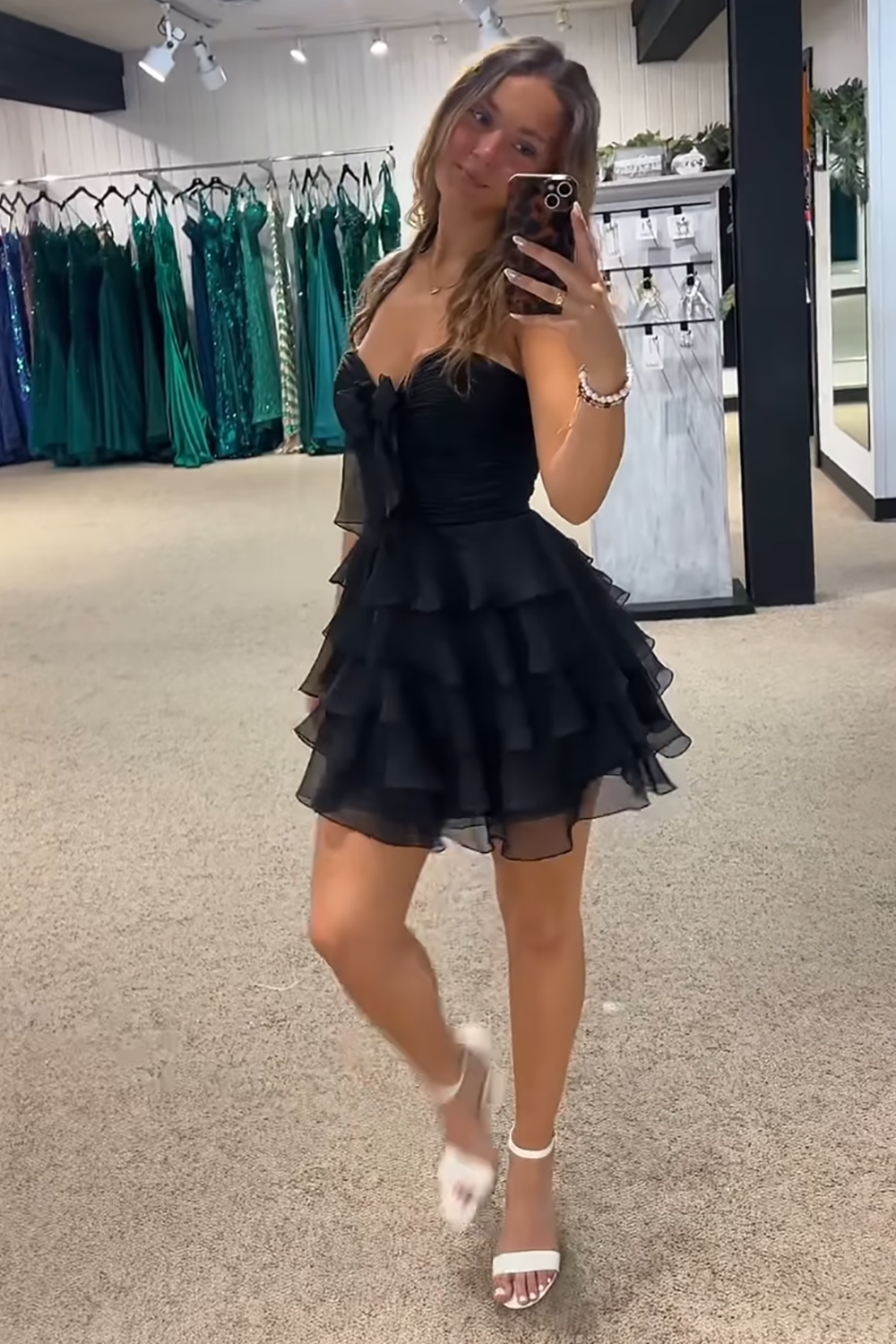 Black And White A Line Homecoming Dresses Tulle Tiered Sweetheart Short Cocktail Dresses