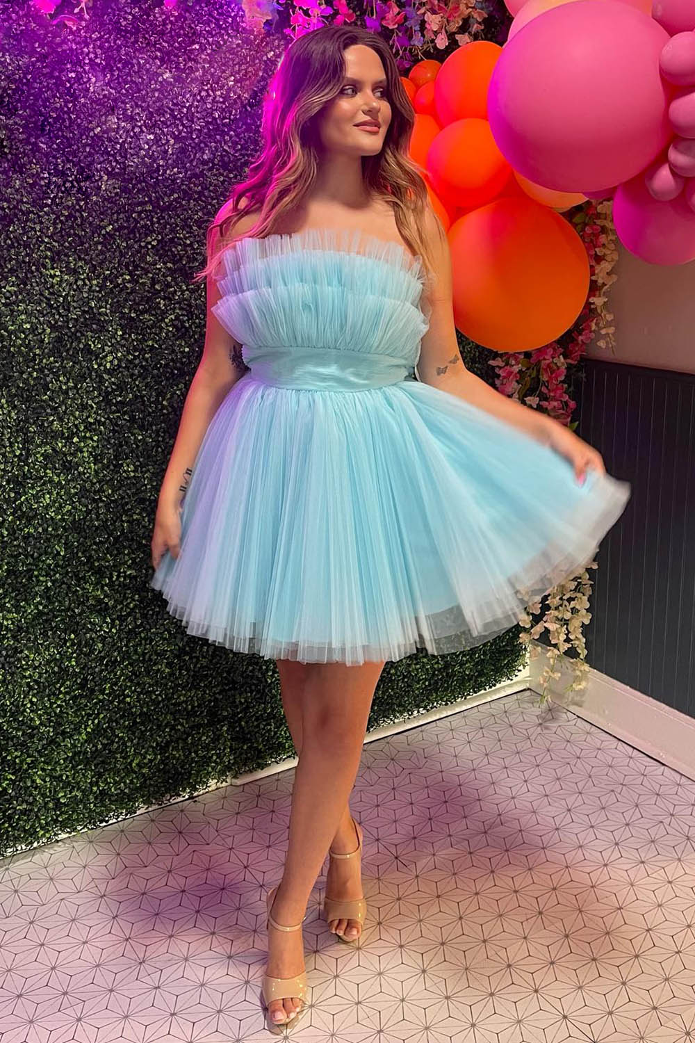 Black Homecoming Dresses A-Line Detachable Long Sleeves Tulle Short Cocktail Dresses