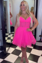 Black Homecoming Dresses Corset A-Line Short Tulle Cocktail Dresses