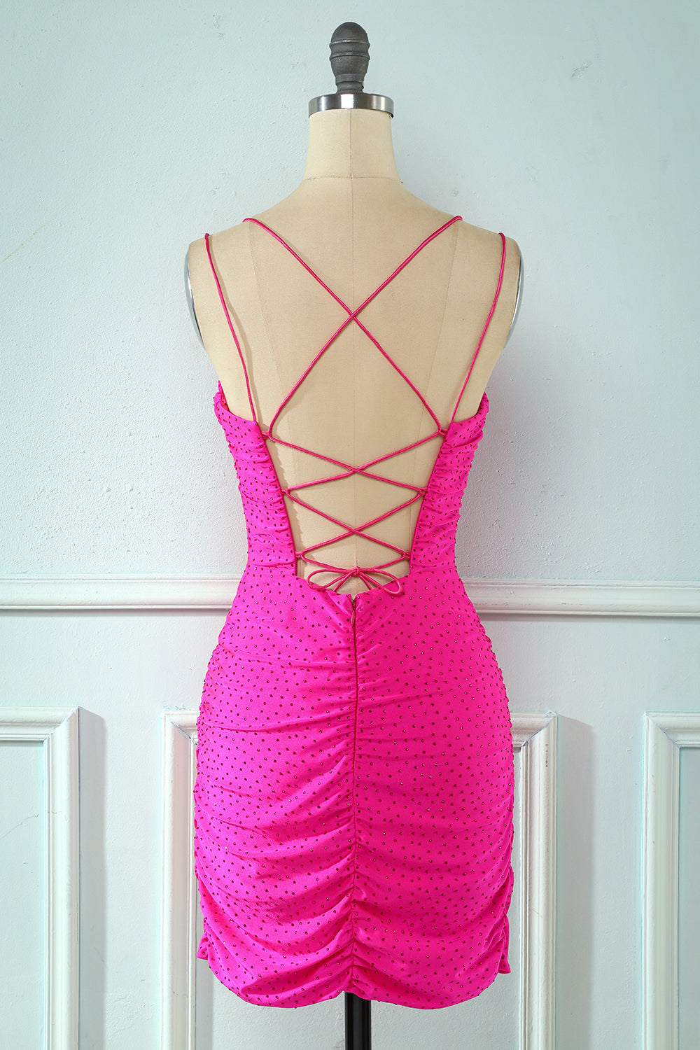 Black Homecoming Dresses Lace Up Tight Cocktail Dresses